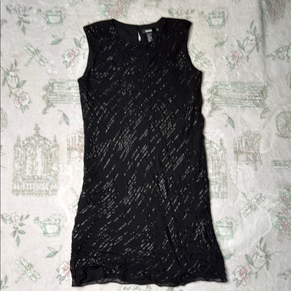 DKNY Black Textured Sleeveless Sheath Dress – Size 10
